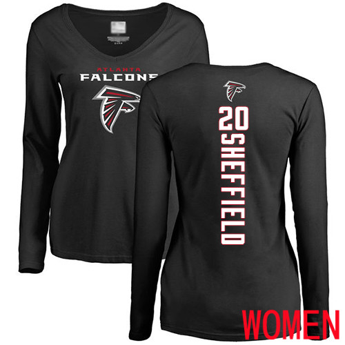 Atlanta Falcons Black Women Kendall Sheffield Backer NFL Football #20 Long Sleeve T Shirt